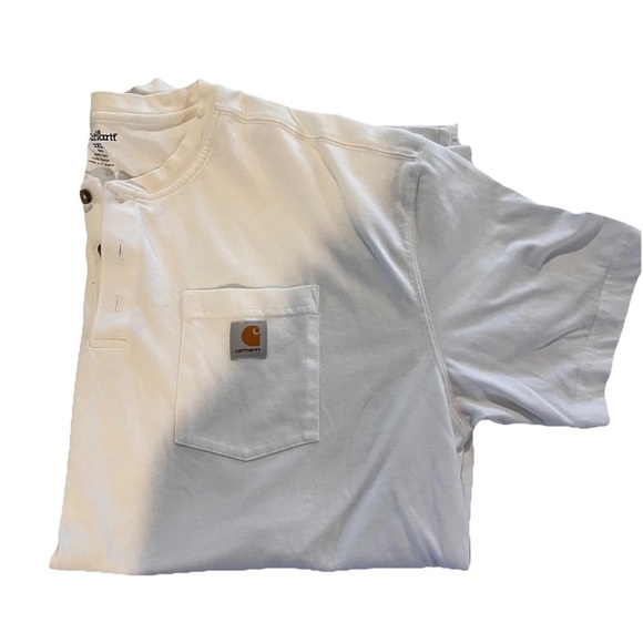 Carhartt Men’s Shirt Lot of 2 Size 2XL White Henley & Hooded Long Sleeve - Picture 4 of 9